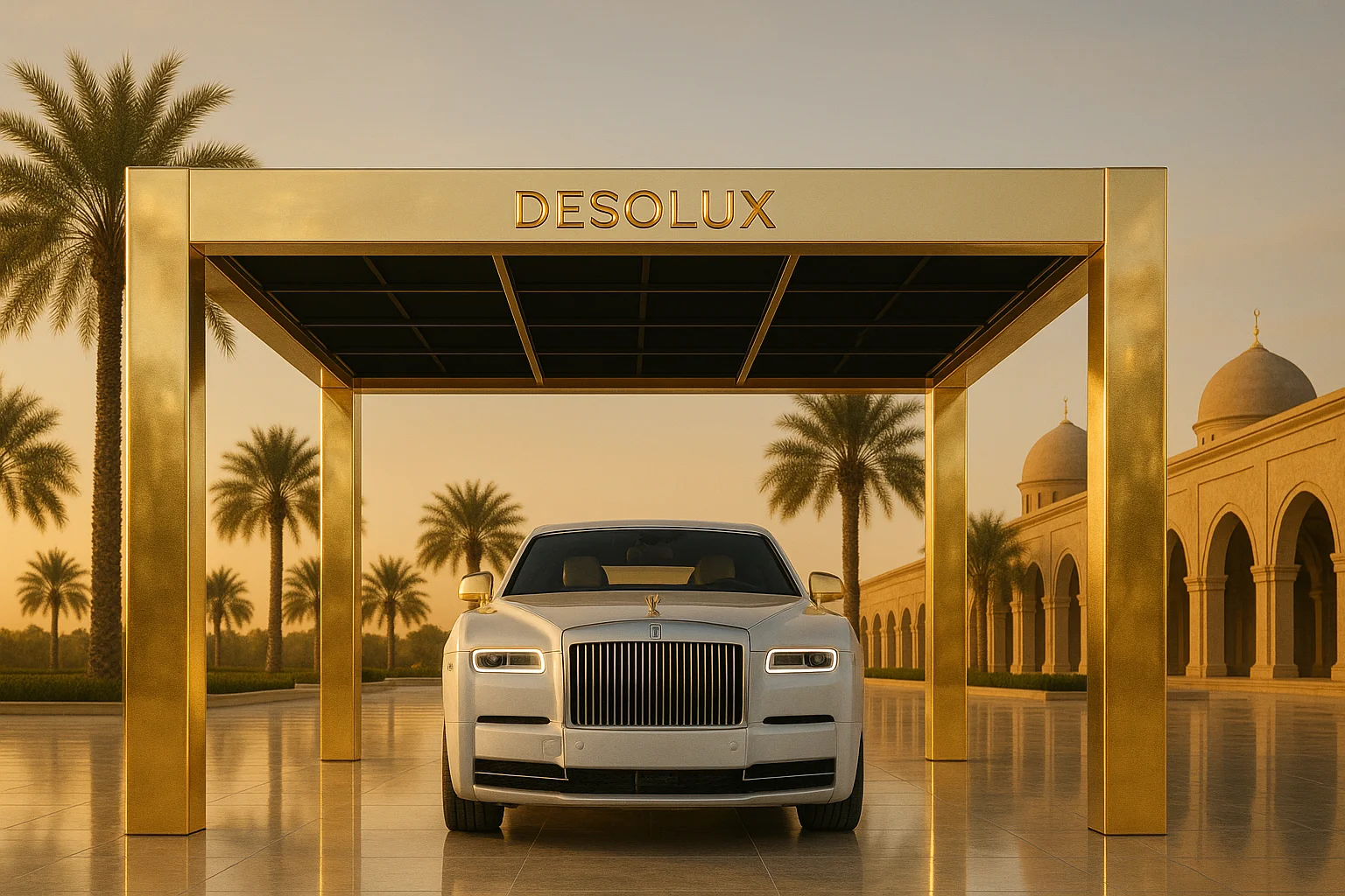 Luxury DESOLUX solar pergola — Global Solar Design Award 2025 nomination